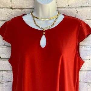 Nine West Copper Red Orange cap sleeve Top